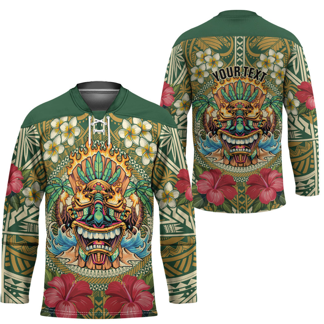 Hawaii Tiki Mask Personalized Hockey Jersey Mele Kalikimaka i Iulai!