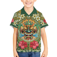Hawaii Tiki Mask Personalized Kid Hawaiian Shirt Mele Kalikimaka i Iulai!