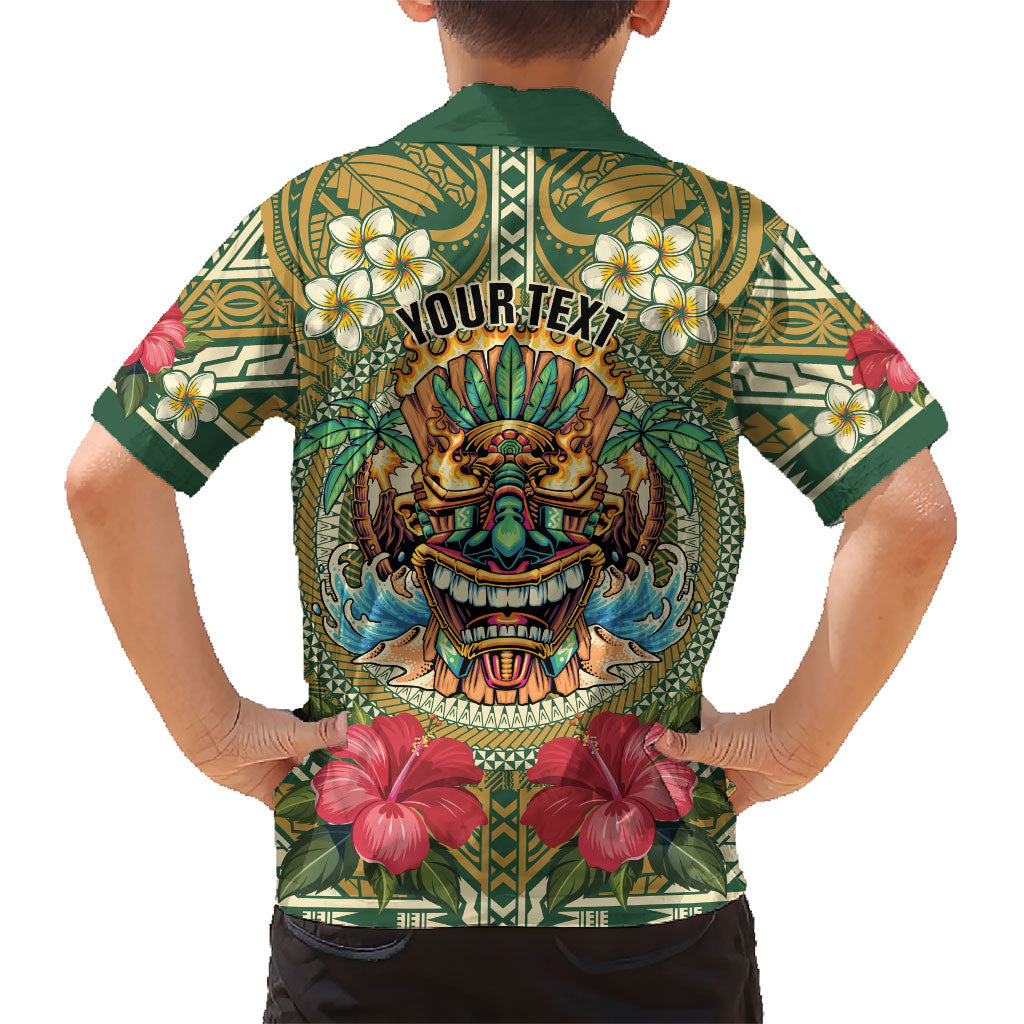 Hawaii Tiki Mask Personalized Kid Hawaiian Shirt Mele Kalikimaka i Iulai!