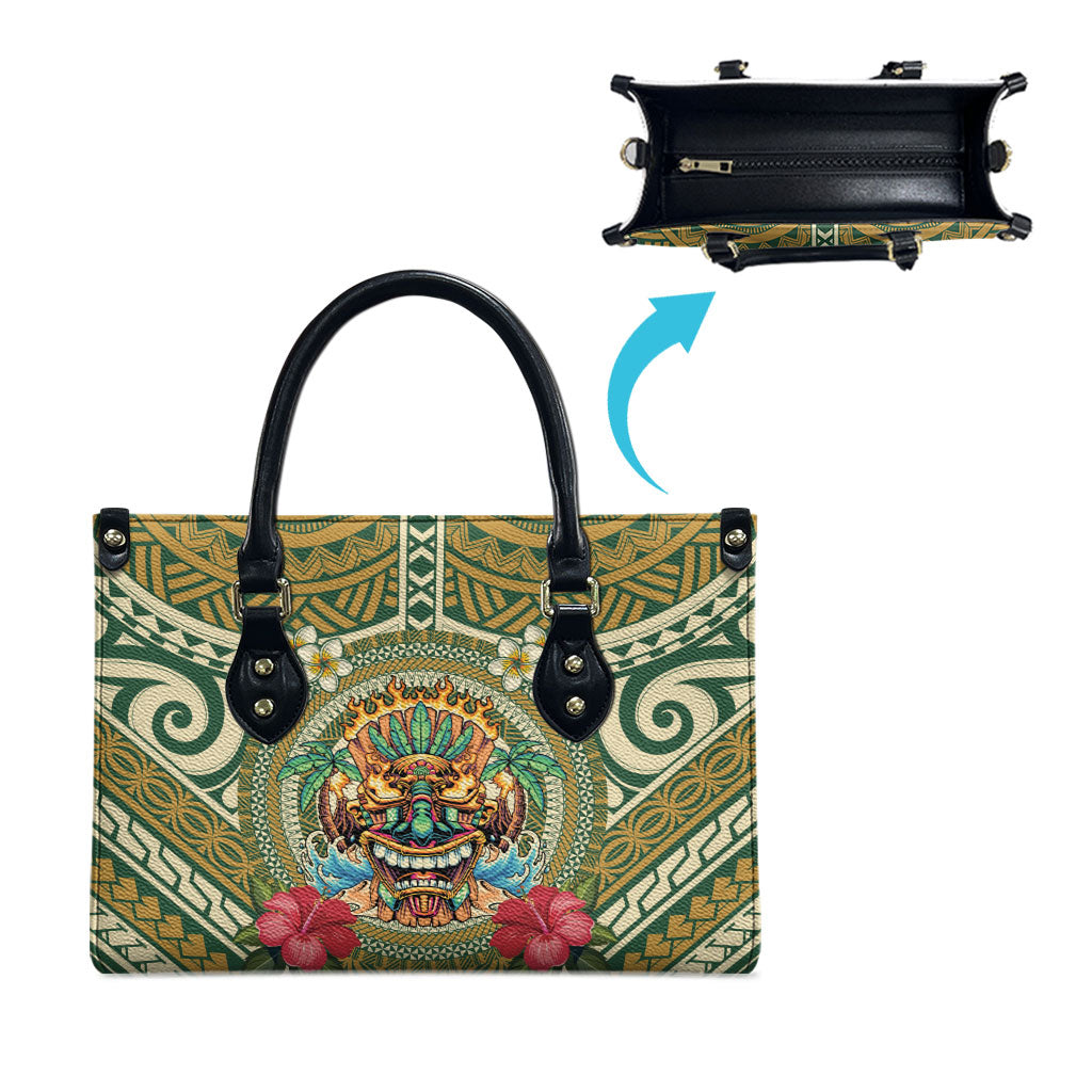 Hawaii Tiki Mask Leather Bag Mele Kalikimaka i Iulai!