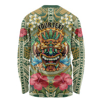 Hawaii Tiki Mask Personalized Long Sleeve Shirt Mele Kalikimaka i Iulai!