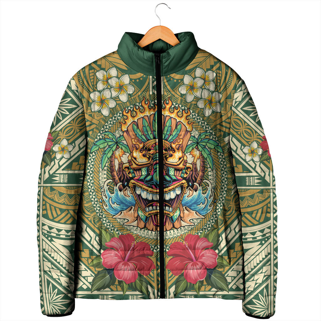 Hawaii Tiki Mask Personalized Padded Jacket Mele Kalikimaka i Iulai!