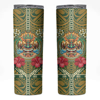 Hawaii Tiki Mask Personalized Skinny Tumbler Mele Kalikimaka i Iulai!