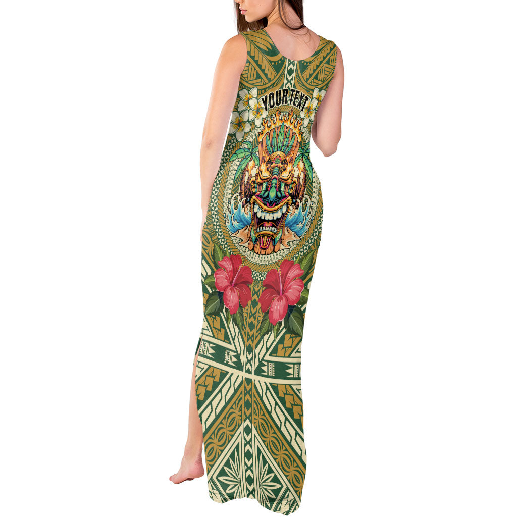 Hawaii Tiki Mask Personalized Tank Maxi Dress Mele Kalikimaka i Iulai!