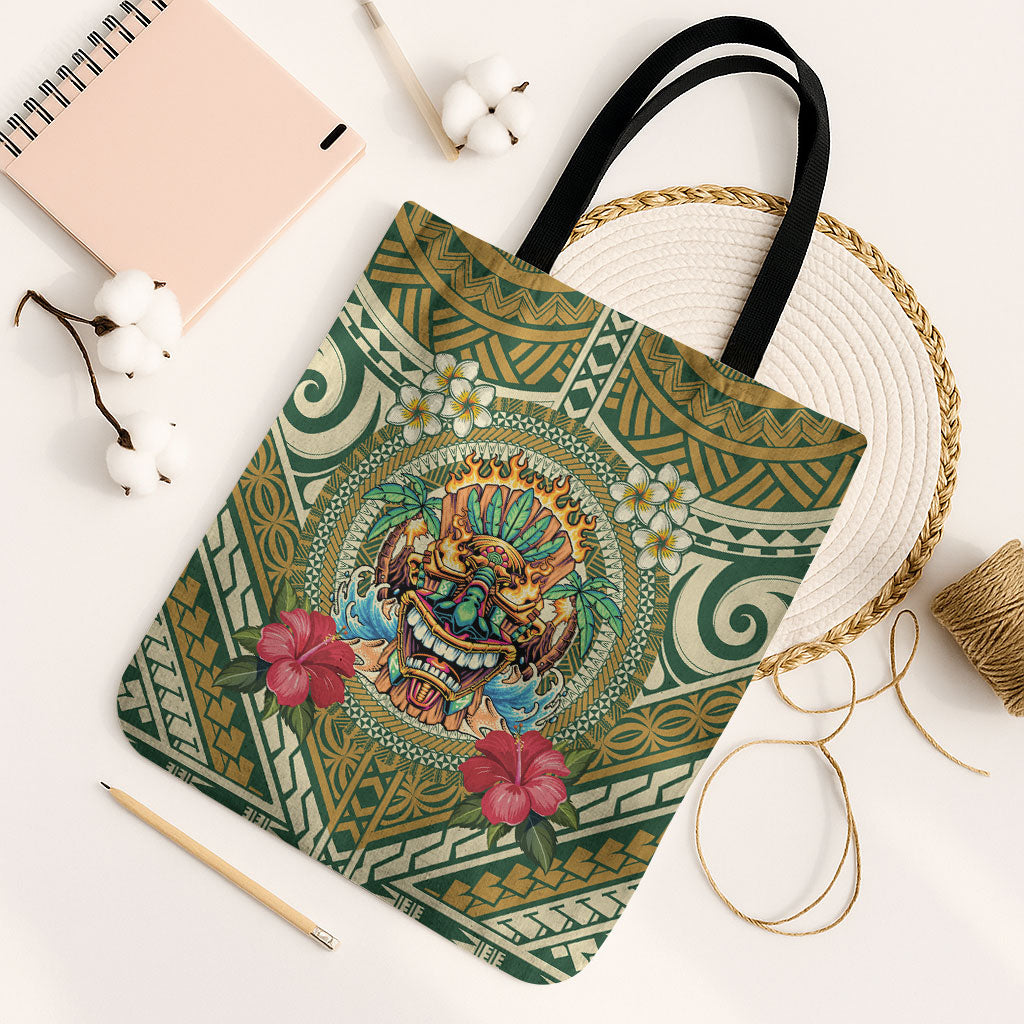 Hawaii Tiki Mask Tote Bag Mele Kalikimaka i Iulai!