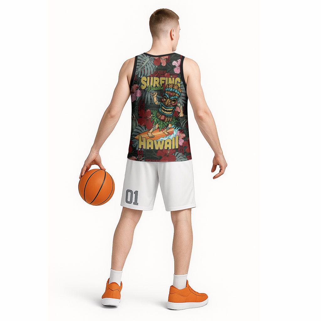 Hawaii Tiki Surfing Basketball Jersey Mele Kalikimaka i Iulai!