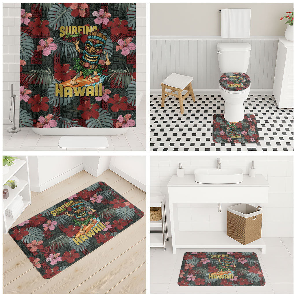 Hawaii Tiki Surfing Bathroom Set Mele Kalikimaka i Iulai!