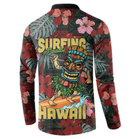 Hawaii Tiki Surfing Button Sweatshirt Mele Kalikimaka i Iulai!
