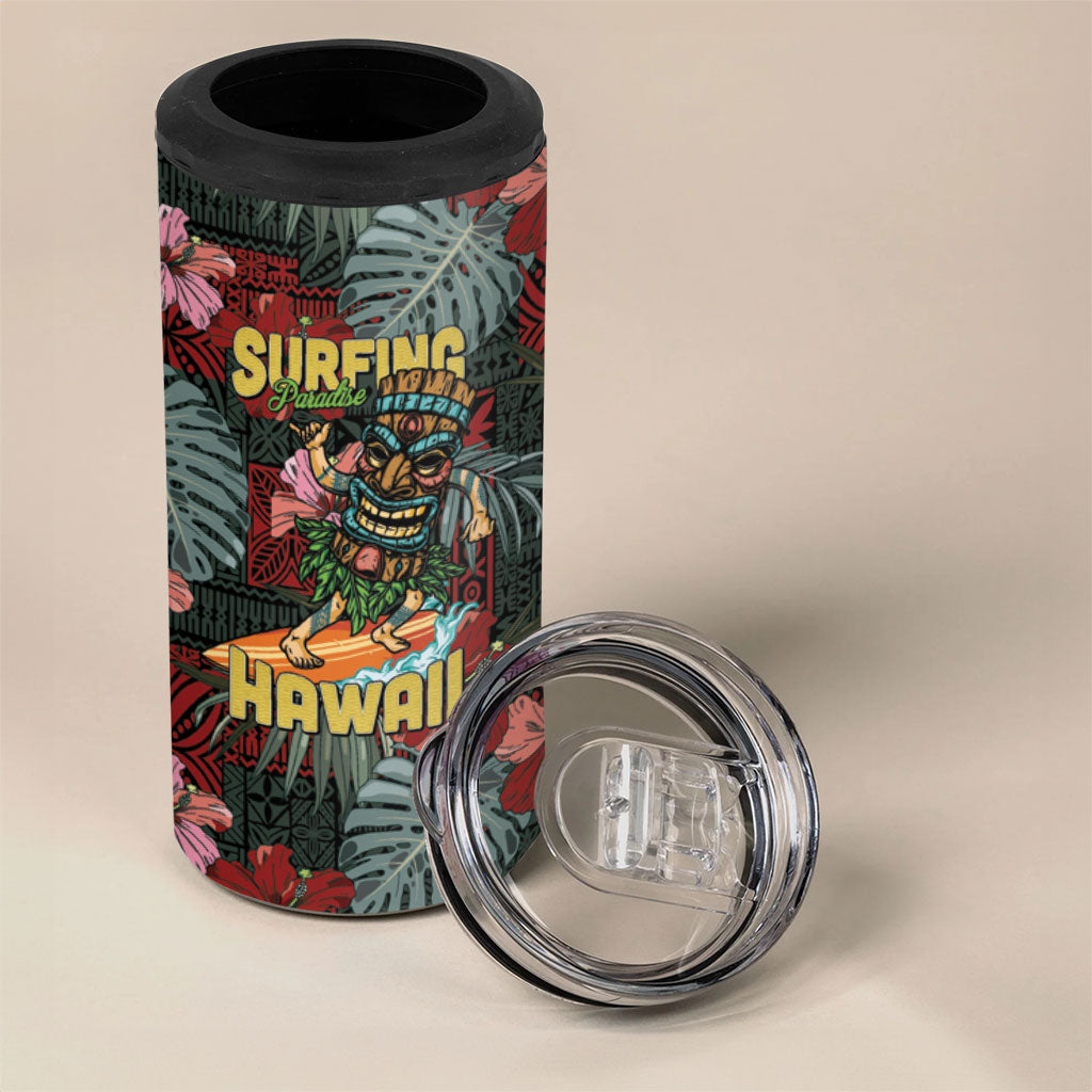 Hawaii Tiki Surfing 4 in 1 Can Cooler Tumbler Mele Kalikimaka i Iulai! LT9 - Polynesian Pride