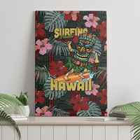 Hawaii Tiki Surfing Canvas Wall Art Mele Kalikimaka i Iulai!