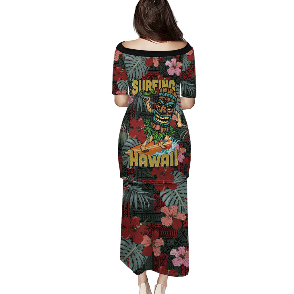 Hawaii Tiki Surfing Family Matching Puletasi and Hawaiian Shirt Mele Kalikimaka i Iulai! LT9 - Polynesian Pride