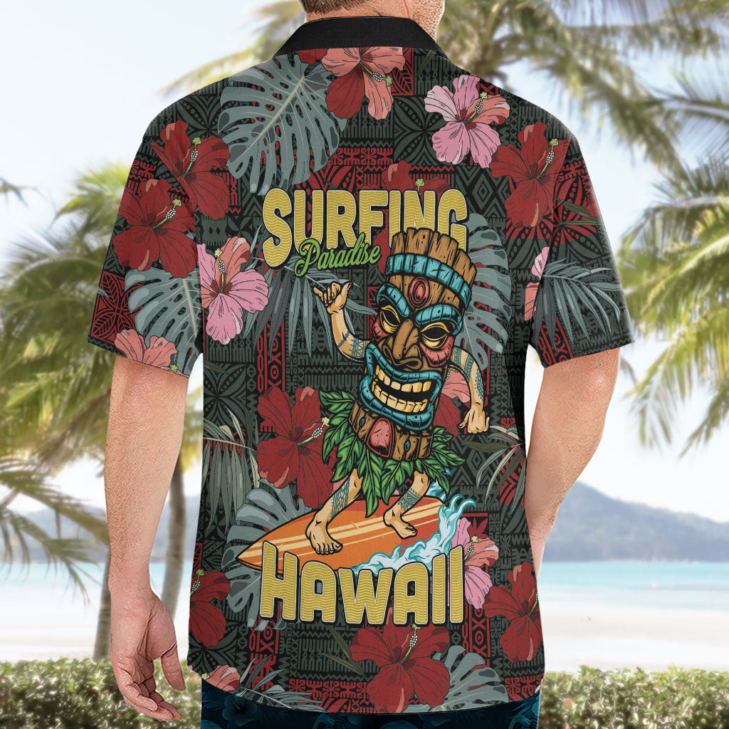 Hawaii Tiki Surfing Hawaiian Shirt Mele Kalikimaka i Iulai!