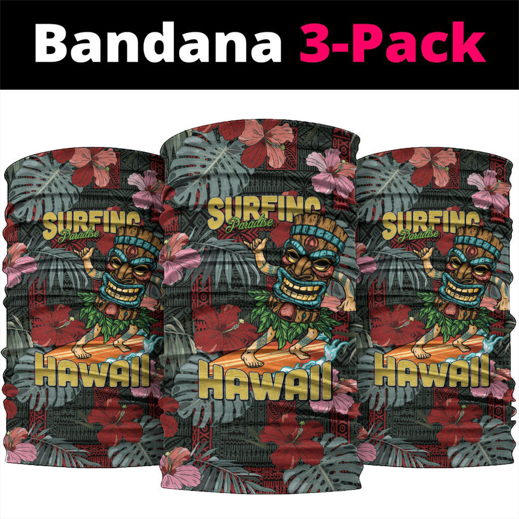 Hawaii Tiki Surfing Neck Gaiter Mele Kalikimaka i Iulai!