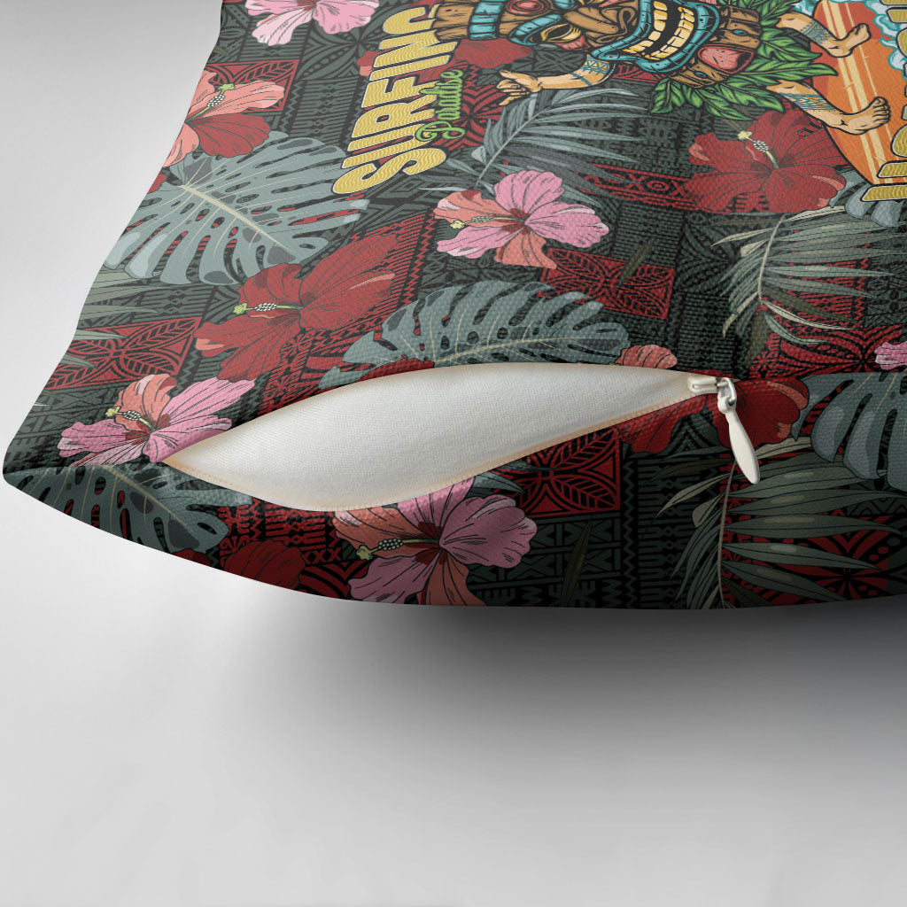 Hawaii Tiki Surfing Pillow Cover Mele Kalikimaka i Iulai!