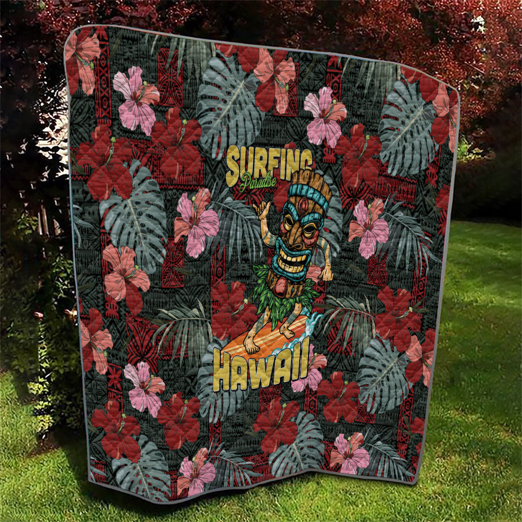 Hawaii Tiki Surfing Quilt Mele Kalikimaka i Iulai!