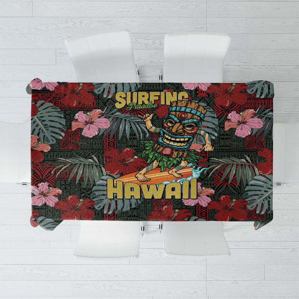 Hawaii Tiki Surfing Tablecloth Mele Kalikimaka i Iulai! LT9 Black - Polynesian Pride