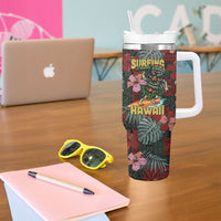 Hawaii Tiki Surfing Tumbler With Handle Mele Kalikimaka i Iulai!