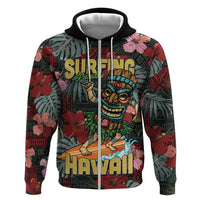 Hawaii Tiki Surfing Zip Hoodie Mele Kalikimaka i Iulai!