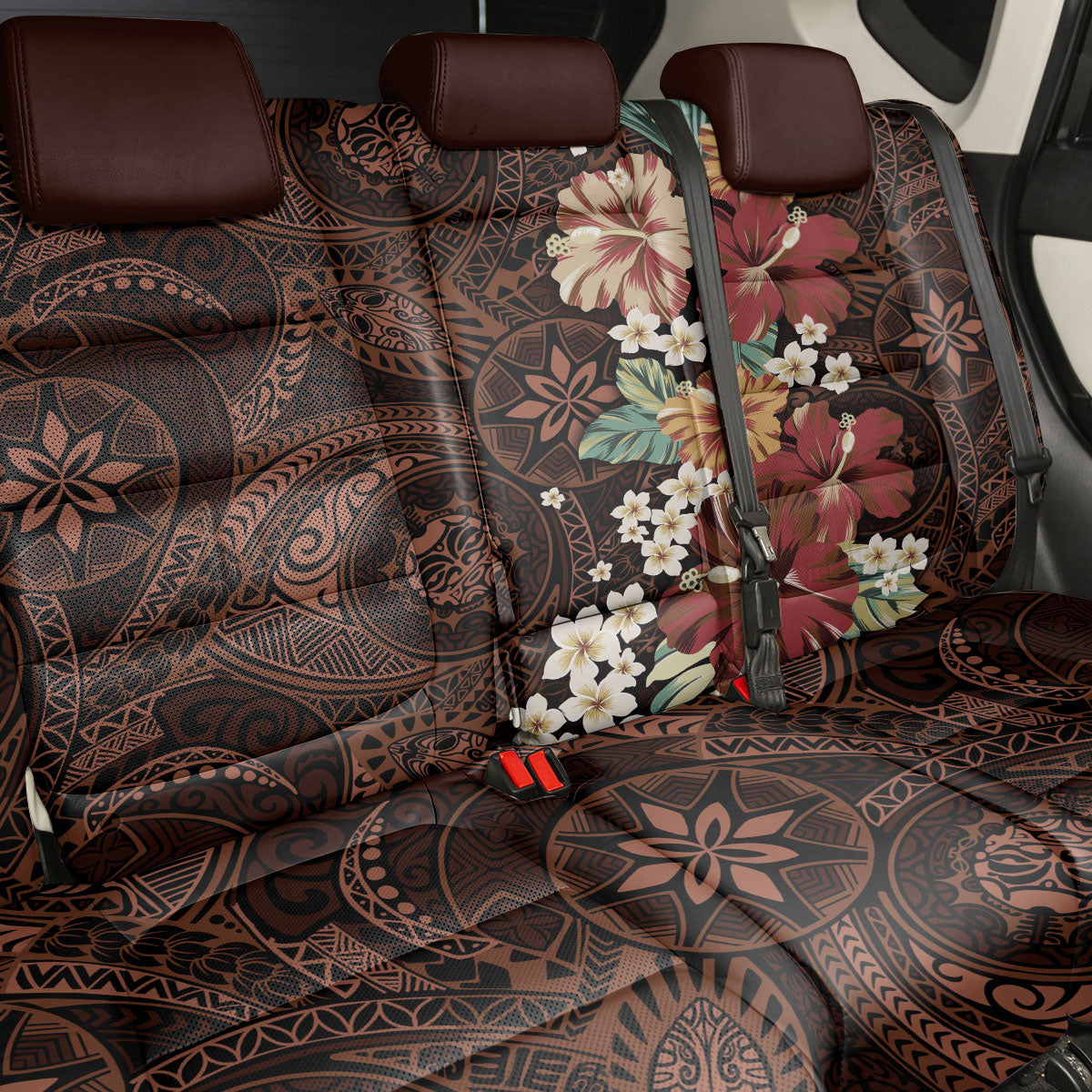 Kanoa Hawai'i Hibiscus Back Car Seat Cover Polynesian Tribal Tattoo Pattern Floral Elements