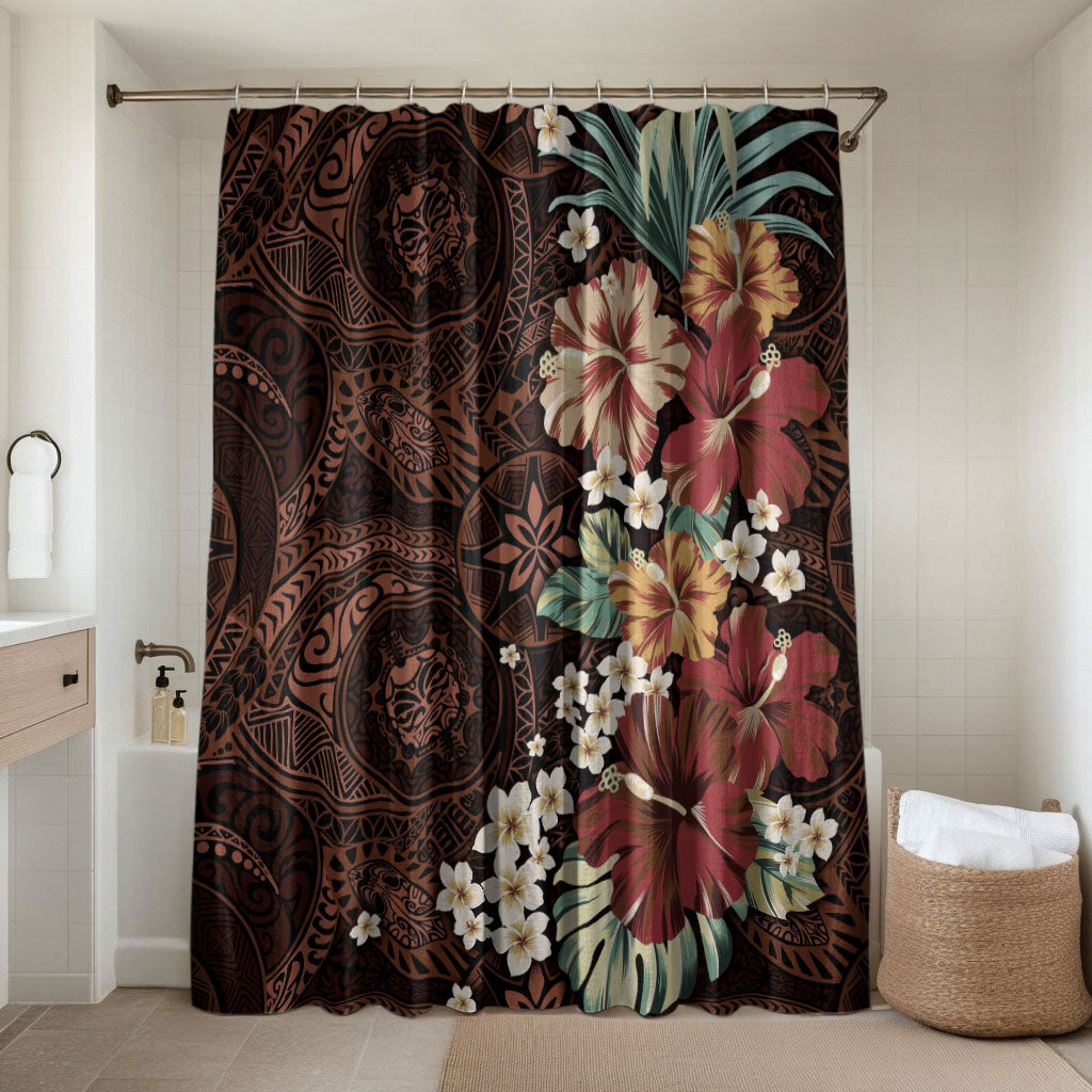 Kanoa Hawai'i Hibiscus Bathroom Set Polynesian Tribal Tattoo Pattern Floral Elements