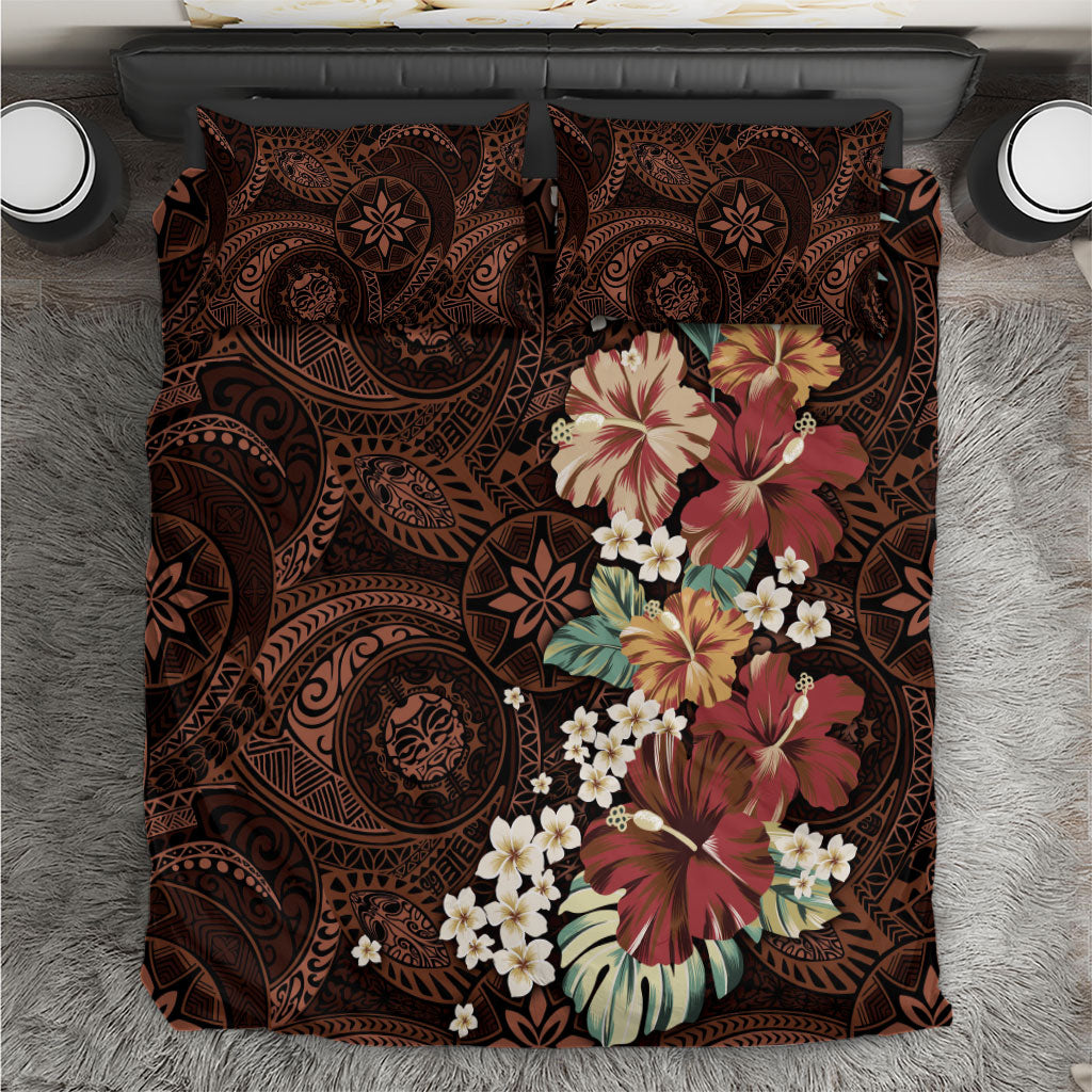Kanoa Hawai'i Hibiscus Bedding Set Polynesian Tribal Tattoo Pattern Floral Elements
