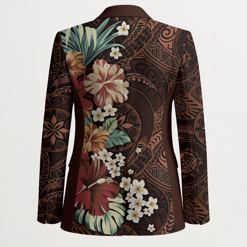 Kanoa Hawai'i Hibiscus Blazer Polynesian Tribal Tattoo Pattern Floral Elements
