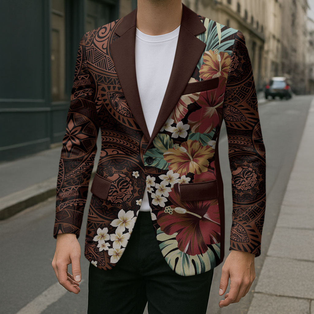 Kanoa Hawai'i Hibiscus Blazer Polynesian Tribal Tattoo Pattern Floral Elements