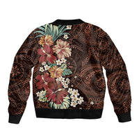 Kanoa Hawai'i Hibiscus Bomber Jacket Polynesian Tribal Tattoo Pattern Floral Elements