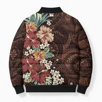 Kanoa Hawai'i Hibiscus Bomber Puffer Jacket Polynesian Tribal Tattoo Pattern Floral Elements