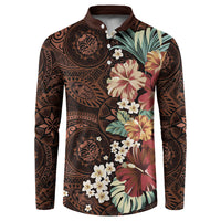 Kanoa Hawai'i Hibiscus Button Sweatshirt Polynesian Tribal Tattoo Pattern Floral Elements