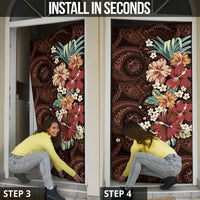 Kanoa Hawai'i Hibiscus Door Cover Polynesian Tribal Tattoo Pattern Floral Elements