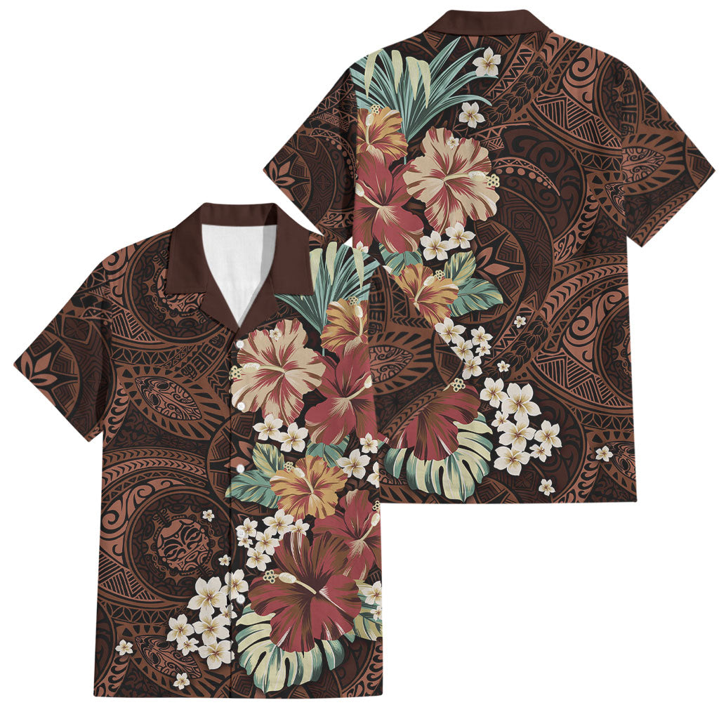 Kanoa Hawai'i Hibiscus Family Matching Mermaid Dress and Hawaiian Shirt Polynesian Tribal Tattoo Pattern Floral Elements