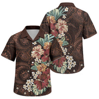 Kanoa Hawai'i Hibiscus Family Matching Short Sleeve Bodycon Dress and Hawaiian Shirt Polynesian Tribal Tattoo Pattern Floral Elements