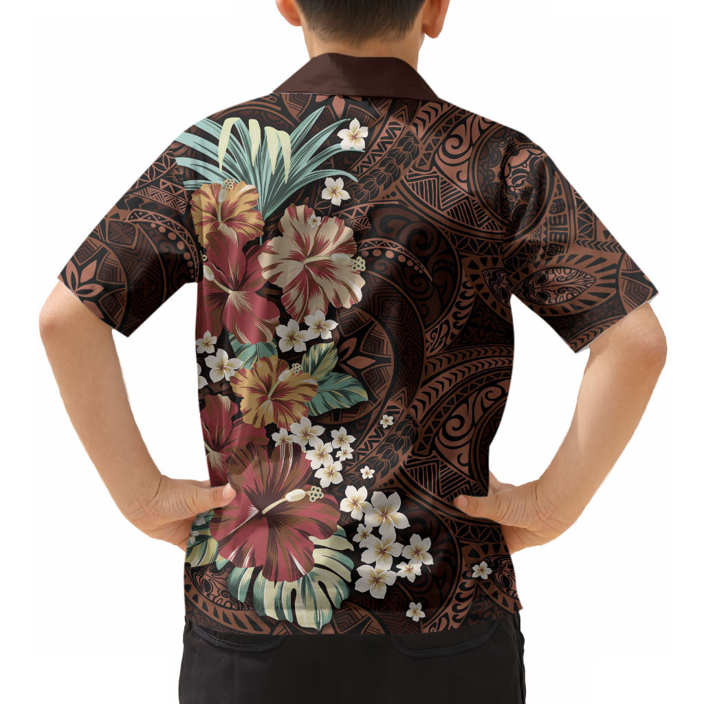Kanoa Hawai'i Hibiscus Hawaiian Shirt Polynesian Tribal Tattoo Pattern Floral Elements