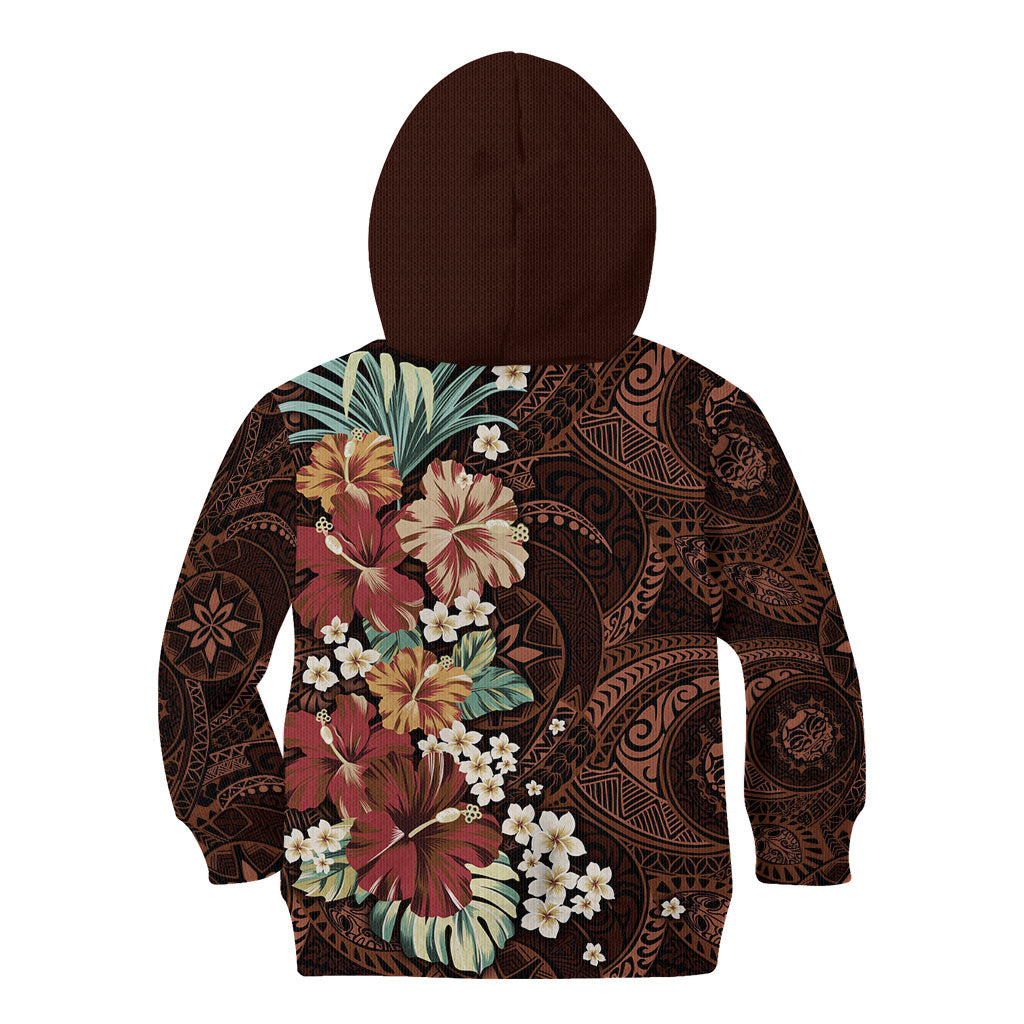 Kanoa Hawai'i Hibiscus Kid Hoodie Polynesian Tribal Tattoo Pattern Floral Elements