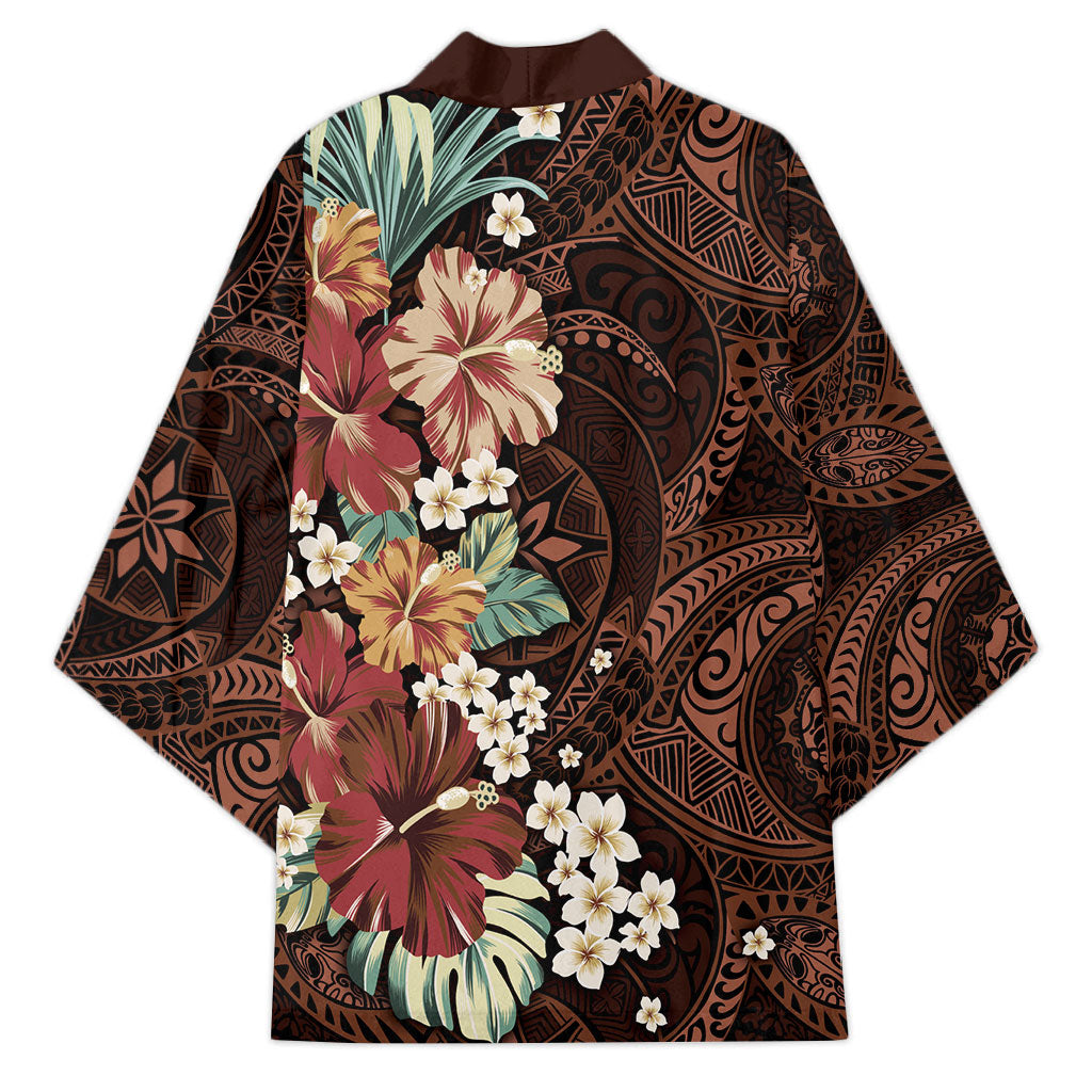 Kanoa Hawai'i Hibiscus Kimono Polynesian Tribal Tattoo Pattern Floral Elements