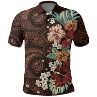 Kanoa Hawai'i Hibiscus Polo Shirt Polynesian Tribal Tattoo Pattern Floral Elements