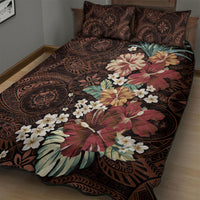 Kanoa Hawai'i Hibiscus Quilt Bed Set Polynesian Tribal Tattoo Pattern Floral Elements