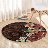 Kanoa Hawai'i Hibiscus Round Carpet Polynesian Tribal Tattoo Pattern Floral Elements