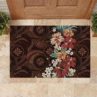 Kanoa Hawai'i Hibiscus Rubber Doormat Polynesian Tribal Tattoo Pattern Floral Elements
