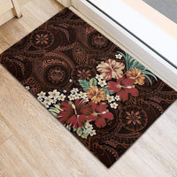 Kanoa Hawai'i Hibiscus Rubber Doormat Polynesian Tribal Tattoo Pattern Floral Elements