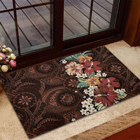 Kanoa Hawai'i Hibiscus Rubber Doormat Polynesian Tribal Tattoo Pattern Floral Elements