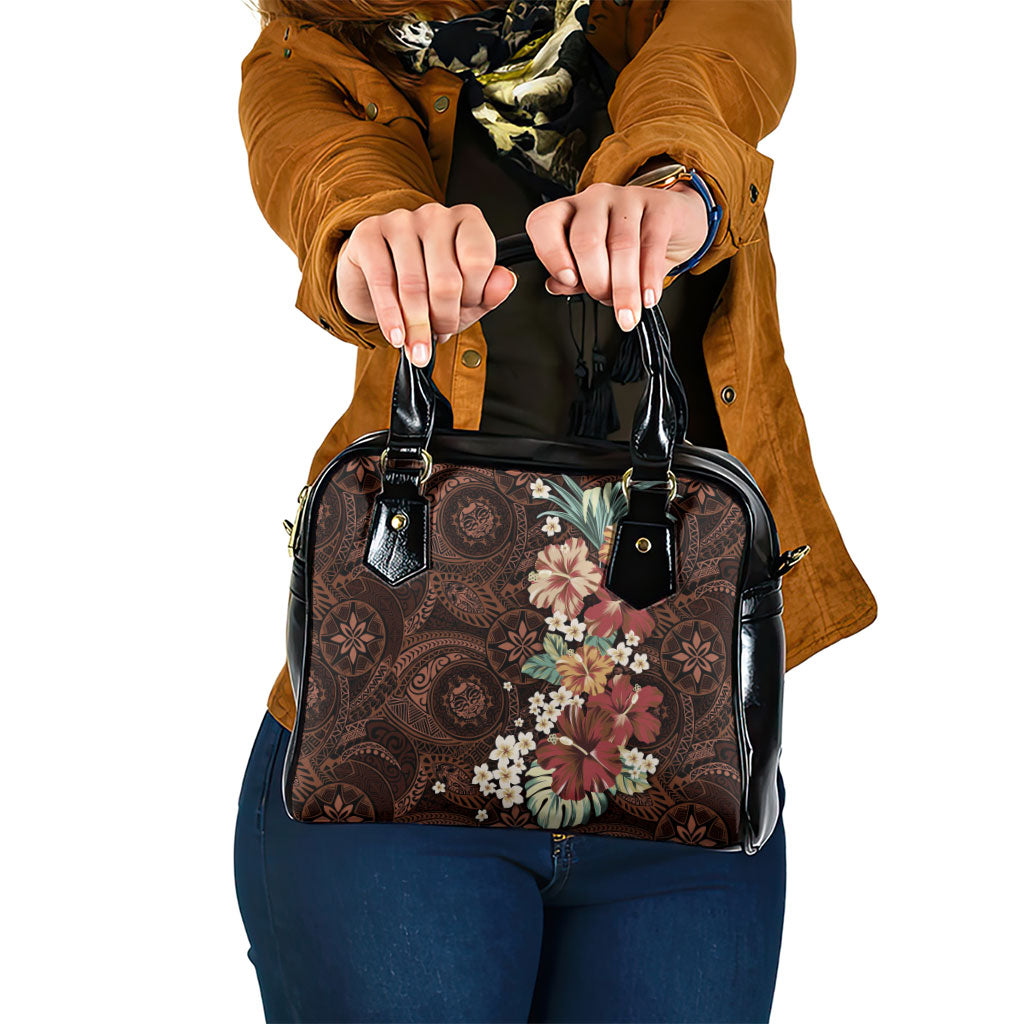 Kanoa Hawai'i Hibiscus Shoulder Handbag Polynesian Tribal Tattoo Pattern Floral Elements