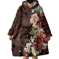 Kanoa Hawai'i Hibiscus Wearable Blanket Hoodie Polynesian Tribal Tattoo Pattern Floral Elements