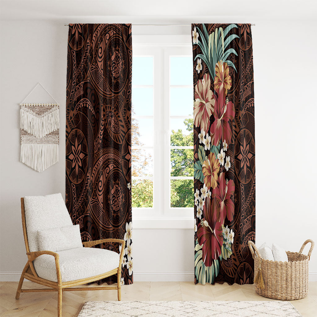 Kanoa Hawai'i Hibiscus Window Curtain Polynesian Tribal Tattoo Pattern Floral Elements