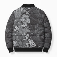 Pauli Hawai'i Hibiscus Bomber Puffer Jacket Polynesian Tribal Tattoo Pattern Floral Elements