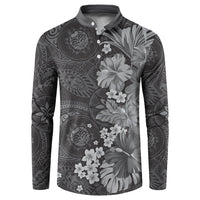Pauli Hawai'i Hibiscus Button Sweatshirt Polynesian Tribal Tattoo Pattern Floral Elements
