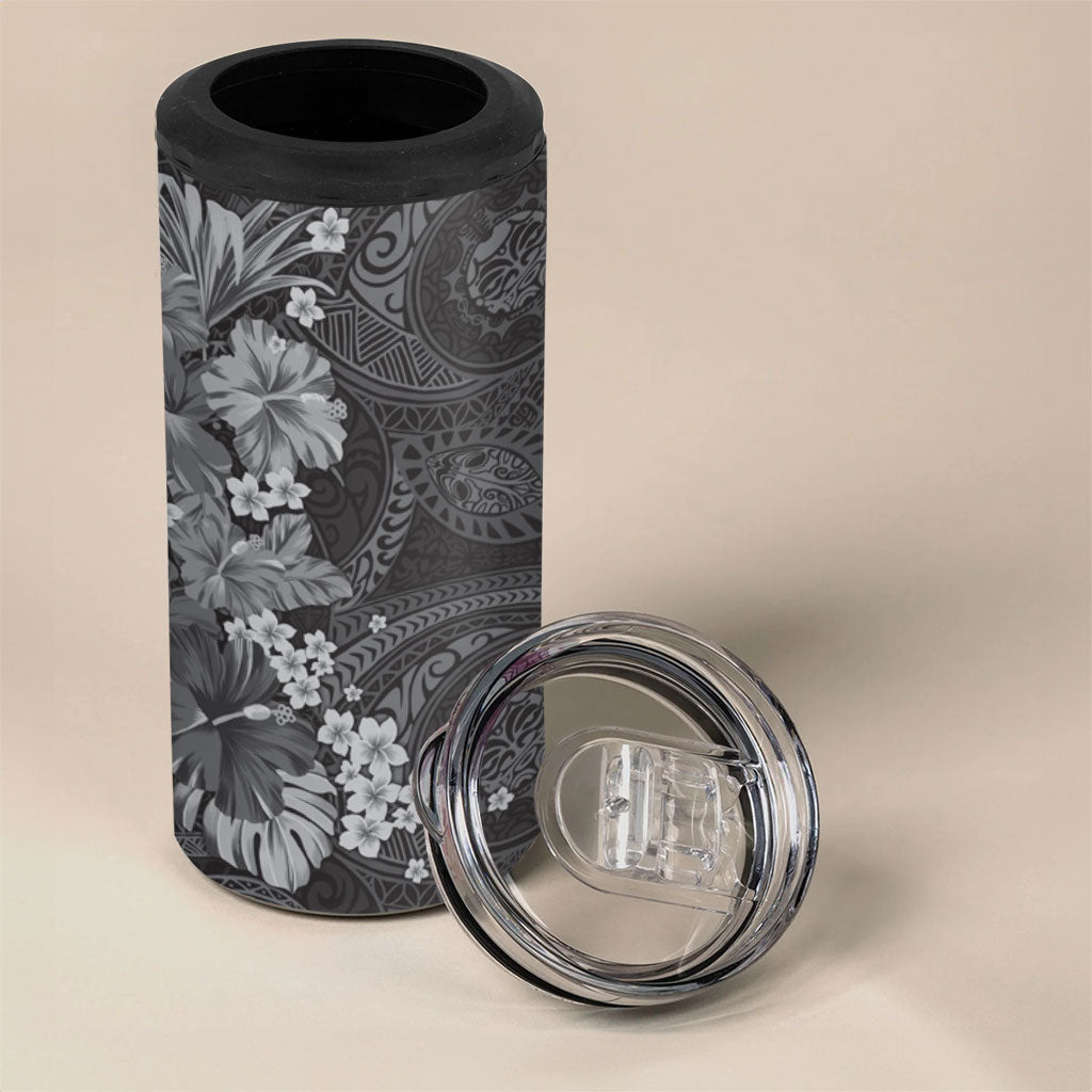 Pauli Hawai'i Hibiscus 4 in 1 Can Cooler Tumbler Polynesian Tribal Tattoo Pattern Floral Elements