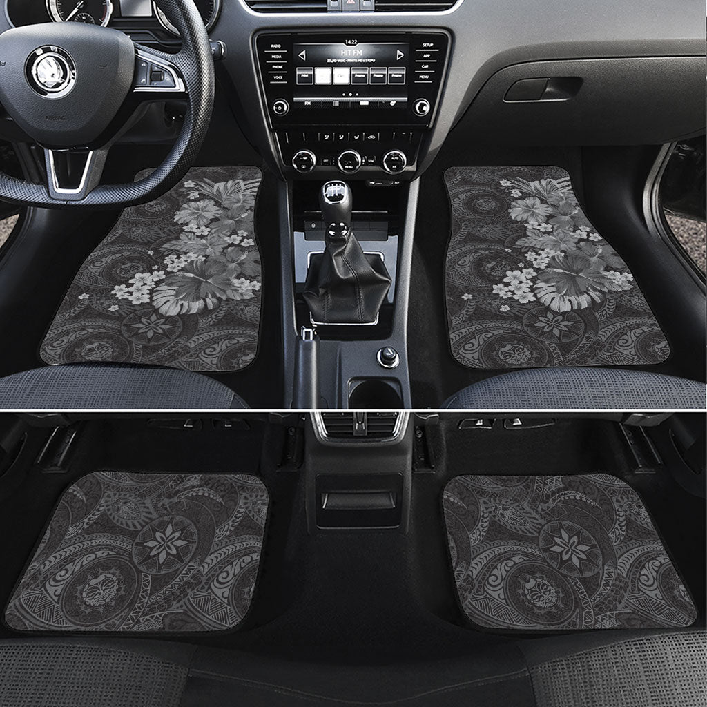 Pauli Hawai'i Hibiscus Car Mats Polynesian Tribal Tattoo Pattern Floral Elements LT9 Set 4pcs Soft Black - Polynesian Pride