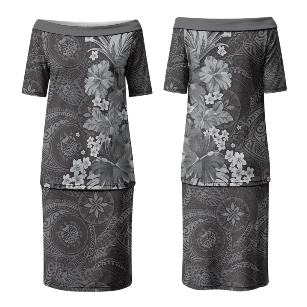 Pauli Hawai'i Hibiscus Couples Matching Puletasi and Hawaiian Shirt Polynesian Tribal Tattoo Pattern Floral Elements